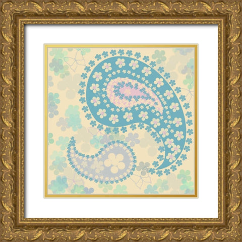 Pastel Paisley 1 Gold Ornate Wood Framed Art Print with Double Matting by Rossi, Lorraine