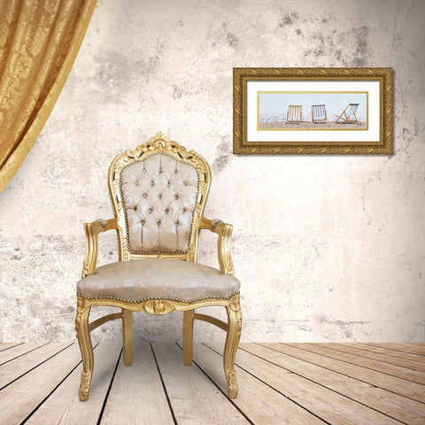 Beach Chairs Gold Ornate Wood Framed Art Print with Double Matting by Straatsma, Leah