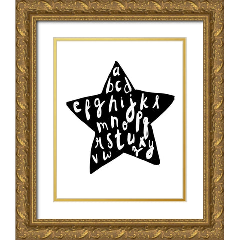 Alphabet star Gold Ornate Wood Framed Art Print with Double Matting by Straatsma, Leah