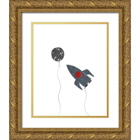 Spaceship Balloons Gold Ornate Wood Framed Art Print with Double Matting by Straatsma, Leah