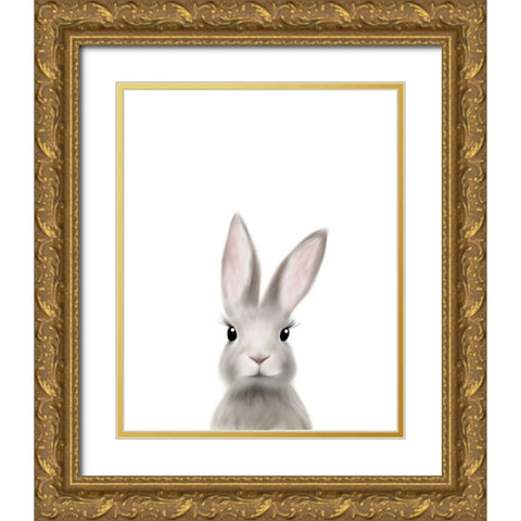 Woodland Bunny Gold Ornate Wood Framed Art Print with Double Matting by Straatsma, Leah