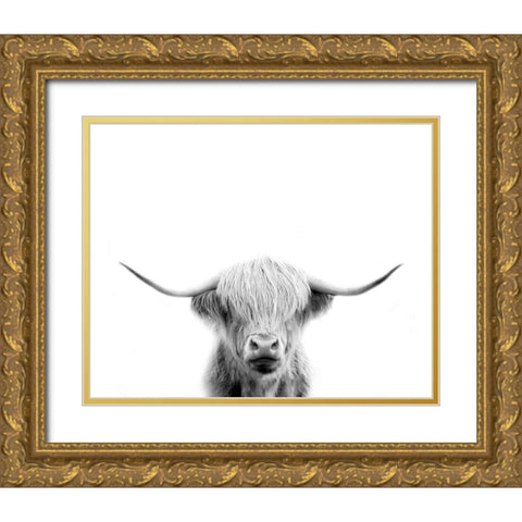 Scottish Cow Gold Ornate Wood Framed Art Print with Double Matting by Straatsma, Leah