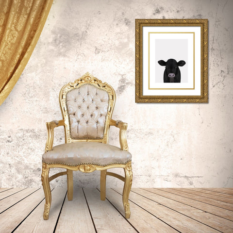 Cute Calf 1 Gold Ornate Wood Framed Art Print with Double Matting by Straatsma, Leah