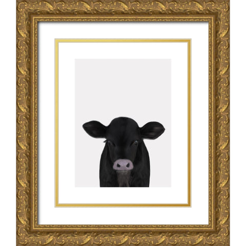 Cute Calf 1 Gold Ornate Wood Framed Art Print with Double Matting by Straatsma, Leah