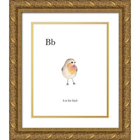 Bb Is For Bird Gold Ornate Wood Framed Art Print with Double Matting by Straatsma, Leah