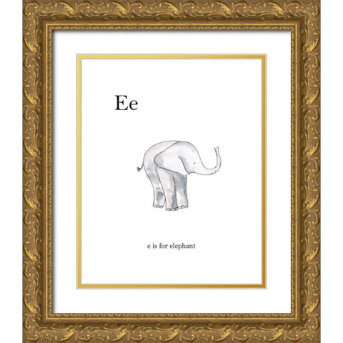 Ee Is For Elephant Gold Ornate Wood Framed Art Print with Double Matting by Straatsma, Leah