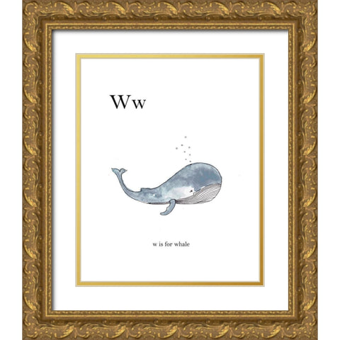Ww Is For Whale Gold Ornate Wood Framed Art Print with Double Matting by Straatsma, Leah
