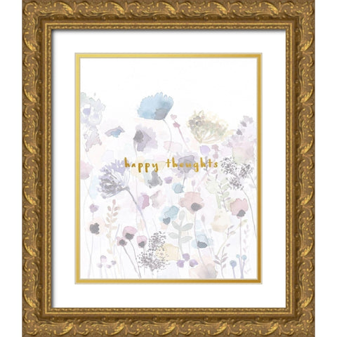 Happy Thoughts Gold Ornate Wood Framed Art Print with Double Matting by Straatsma, Leah