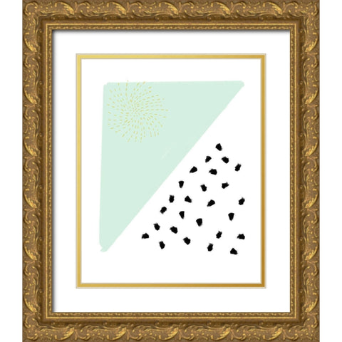 Mint and Gold Abstract Gold Ornate Wood Framed Art Print with Double Matting by Straatsma, Leah