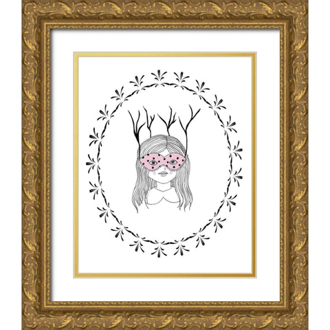 Woodland Girl Art Gold Ornate Wood Framed Art Print with Double Matting by Straatsma, Leah