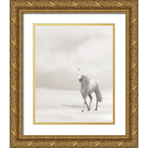 Horse on Beach Gold Ornate Wood Framed Art Print with Double Matting by Straatsma, Leah