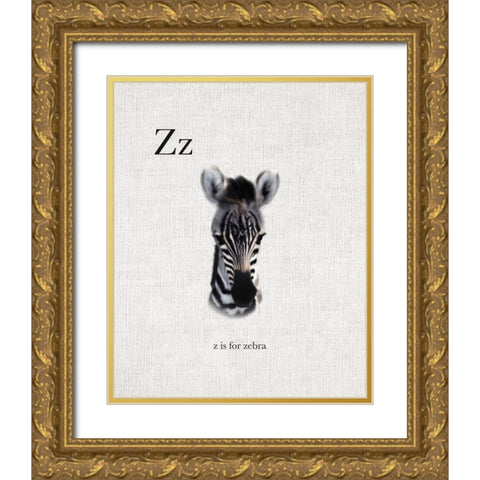 Z is for Zebra Gold Ornate Wood Framed Art Print with Double Matting by Straatsma, Leah
