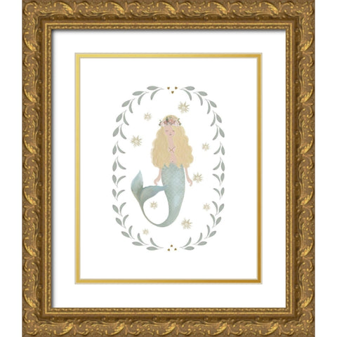 Mermaid Garland Gold Ornate Wood Framed Art Print with Double Matting by Straatsma, Leah