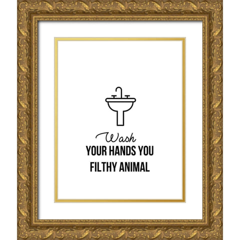 Wash Hands An Gold Ornate Wood Framed Art Print with Double Matting by Straatsma, Leah