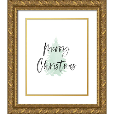 Merry Christmas Gold Ornate Wood Framed Art Print with Double Matting by Straatsma, Leah