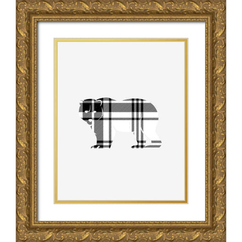 Tartan Bear Gold Ornate Wood Framed Art Print with Double Matting by Straatsma, Leah