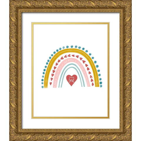 Happy Heart Rainbow So Much Love Gold Ornate Wood Framed Art Print with Double Matting by Straatsma, Leah