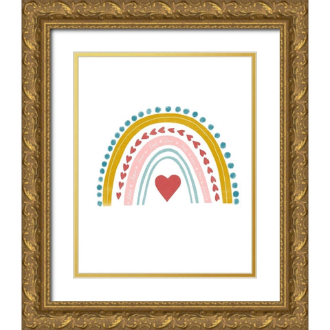 Happy Heart Rainbow Gold Ornate Wood Framed Art Print with Double Matting by Straatsma, Leah