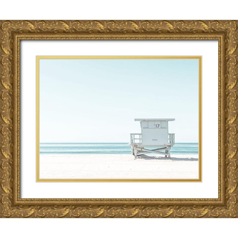 Beach Hut Gold Ornate Wood Framed Art Print with Double Matting by Straatsma, Leah