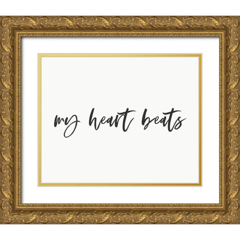 My Heart Beats 2 Gold Ornate Wood Framed Art Print with Double Matting by Straatsma, Leah