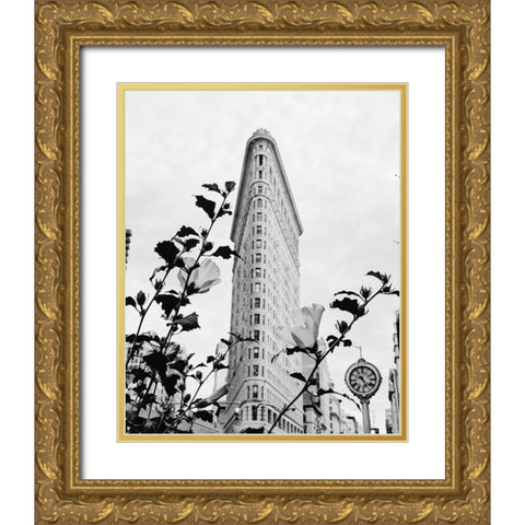 NYC Flatiron Gold Ornate Wood Framed Art Print with Double Matting by Straatsma, Leah