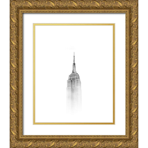 NYC Fog Gold Ornate Wood Framed Art Print with Double Matting by Straatsma, Leah