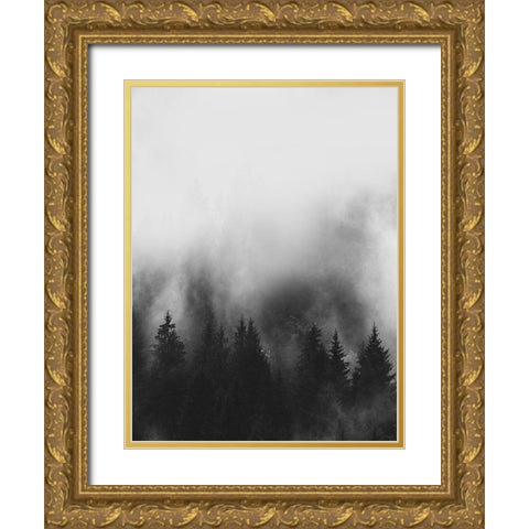 Trees and Smoke Gold Ornate Wood Framed Art Print with Double Matting by Straatsma, Leah