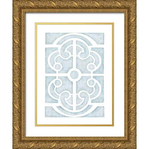 Blue Parterre Gold Ornate Wood Framed Art Print with Double Matting by Straatsma, Leah