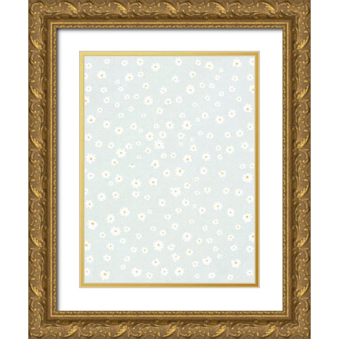 Daisies in the Garden Gold Ornate Wood Framed Art Print with Double Matting by Straatsma, Leah