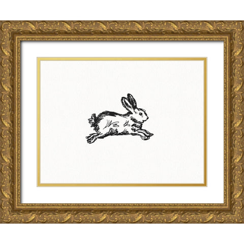 Fluffy Baby Hare Gold Ornate Wood Framed Art Print with Double Matting by Straatsma, Leah