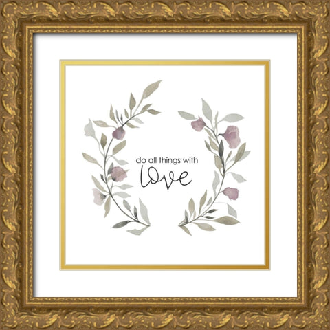 With Love Gold Ornate Wood Framed Art Print with Double Matting by Straatsma, Leah