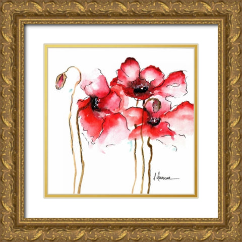 Amapola Roja 1 Gold Ornate Wood Framed Art Print with Double Matting by May