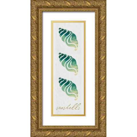 Seashells Panel Gold Ornate Wood Framed Art Print with Double Matting by Hogan, Melody