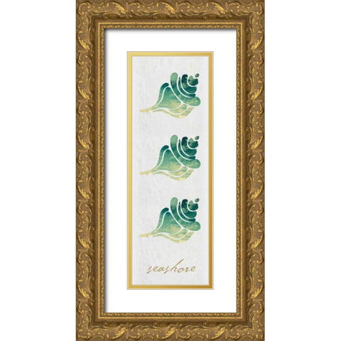 Seashore Panel Gold Ornate Wood Framed Art Print with Double Matting by Hogan, Melody