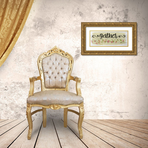 Curly Cue Gather Color 6 Gold Ornate Wood Framed Art Print with Double Matting by Hogan, Melody