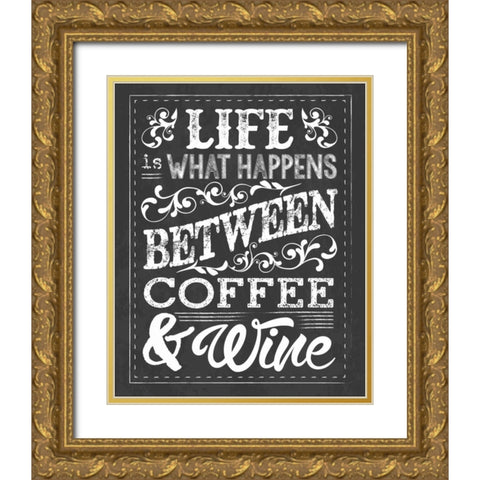 Chalk Coffee Wine Gold Ornate Wood Framed Art Print with Double Matting by Hogan, Melody