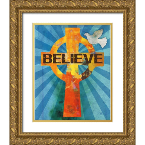Believe Confirmation 2 Gold Ornate Wood Framed Art Print with Double Matting by Hogan, Melody