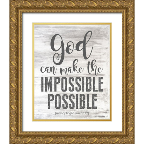 Luke 18:27 Gold Ornate Wood Framed Art Print with Double Matting by Hogan, Melody