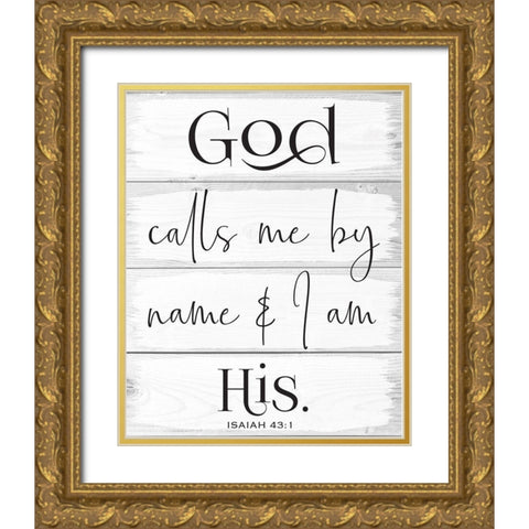 God Wood Panels 3 Gold Ornate Wood Framed Art Print with Double Matting by Hogan, Melody
