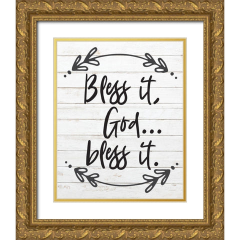 God Bless 5 Gold Ornate Wood Framed Art Print with Double Matting by Hogan, Melody