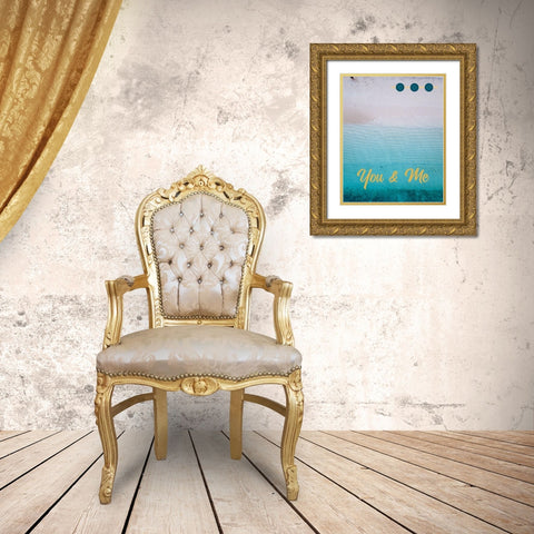 By the Sea Saffron Teal 1 Gold Ornate Wood Framed Art Print with Double Matting by Hogan, Melody