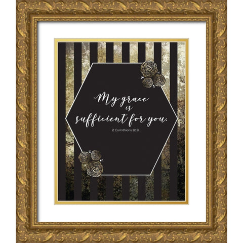 Gold Foil Sufficient 3 Gold Ornate Wood Framed Art Print with Double Matting by Hogan, Melody