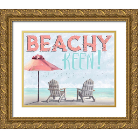 Beachy Keen Gold Ornate Wood Framed Art Print with Double Matting by Hogan, Melody