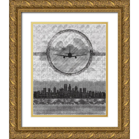 Skyline Airline 1 Gold Ornate Wood Framed Art Print with Double Matting by Hogan, Melody