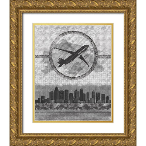 Skyline Airline 2 Gold Ornate Wood Framed Art Print with Double Matting by Hogan, Melody