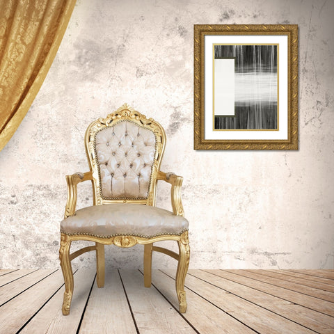 Neutral Abstract White Gold Ornate Wood Framed Art Print with Double Matting by Hogan, Melody