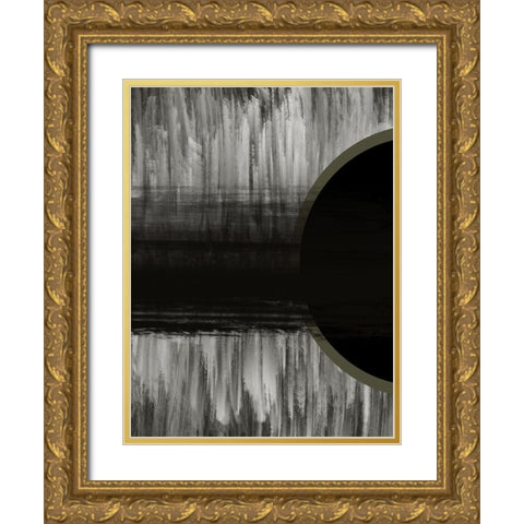 Neutral Abstract Black Gold Ornate Wood Framed Art Print with Double Matting by Hogan, Melody