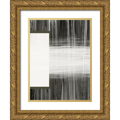 Neutral Abstract White Gold Ornate Wood Framed Art Print with Double Matting by Hogan, Melody