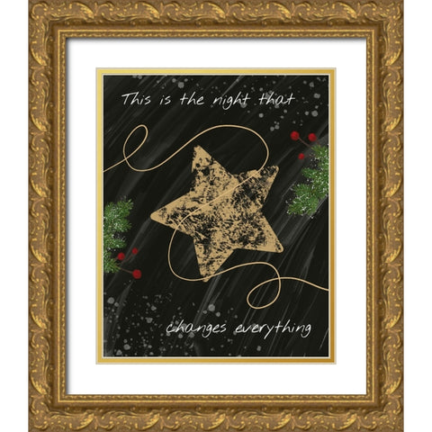 Christmas Night Gold Ornate Wood Framed Art Print with Double Matting by Hogan, Melody