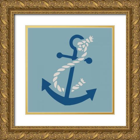 Saphire Anchor Gold Ornate Wood Framed Art Print with Double Matting by Hogan, Melody